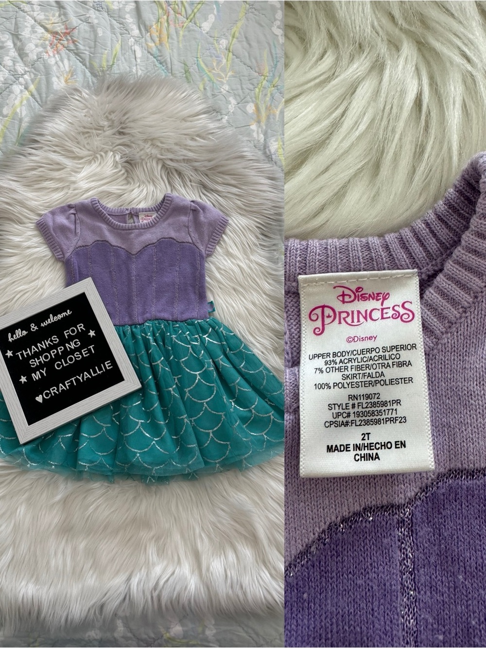 Disney Princess Ariel Costume / Cosplay Dress | 2T